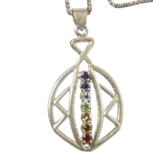 Sterling silver multi gemstone CHAKRA pendant necklace