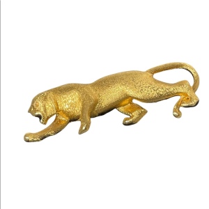 Gold Panther brooch fancy brushed texture