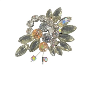 Vintage 1960s Continental crystal flower brooch