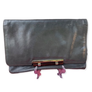 Vintage Gray leather leather clutch