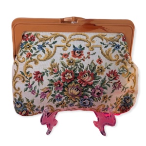 Vintage flower canvas cosmetic clutch purse