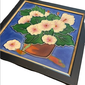 Flowers Glass large tile picture ceramic framed