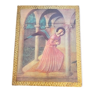 Vintage gold gilt Florentine Italy Italian Angel wall hanging picture on wood