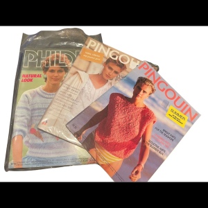 Lot of 3 vintage Phildar Pingouin Knitting magazines 95 91 96 VG Cond