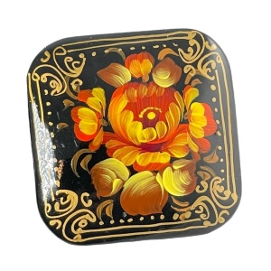 Vintage Handpainted flower Russian Tourist brooch