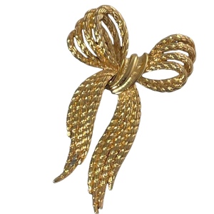 Vintage MONET gold bow ribbon brooch 1980s