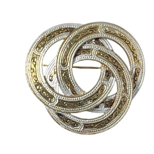 Vintage Damascene Spain gold plate infinity brooch