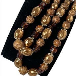 Vintage resin plastic 1950s pearlescent brown hues 2 strand necklace