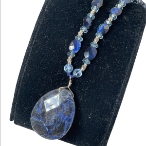 Vintage artisan Lapis Lazuli & crystal necklace