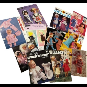 Lot of 10 Doll clothes knitting patterns vintage vg cond