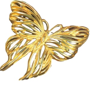 Vintage 1980s gold tone butterfy 2” brooch