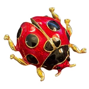 Vintage 1980s Enameled Lady Bug brooch gold finish