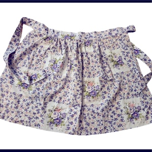 Vintage Handmade purple flower cotton apron OSFA