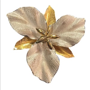 Vintage 1960s Boyd Bond 925 Sterling silver gold P Trillium flower brooch