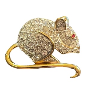 Vintage 1980s Sparkle D orlan Mouse brooch gold finish