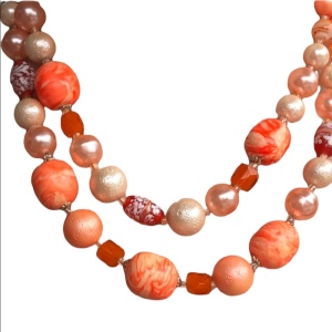 Vintage 1950s Plastic and glass necklace Orange