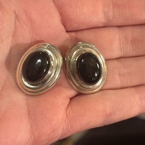 VTG Sterling 925 chunky earrings black onyx Mexixo