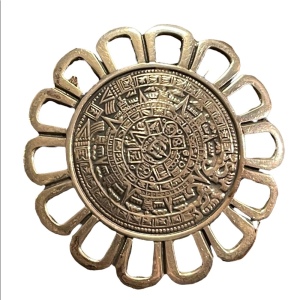 Vintage sterling 925 pendant brooch Aztec calendar