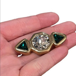 Vintage 1980s Authentic Swarovski Crystal brooch (SAL) green chunky beautiful