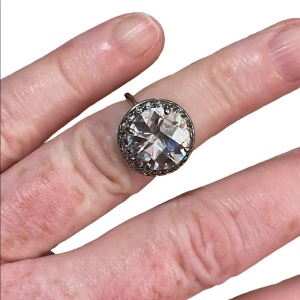 Spactacular large Sparkly Crystal Sterling silver 925 ring vintage