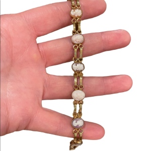 Vintage 12k Gold filled multi cameo texture link bracelet