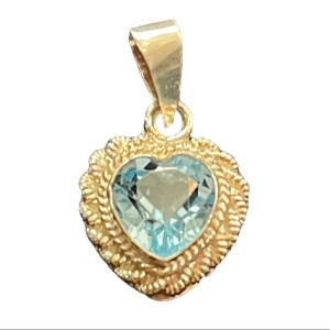 Sterling silver 925 blue glass crystal heart pendant