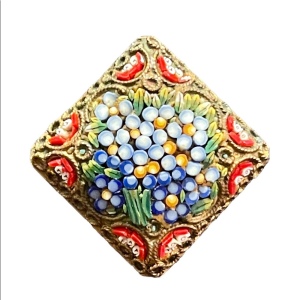 Vintage 1960s Micro Mosaic flower glass brooch Italy