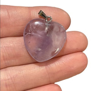 Amethyst stone silver heart necklace pendant