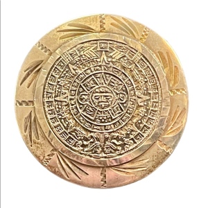 Vintage Sterling silver 925 Mexico Aztec Calendar brooch pendant