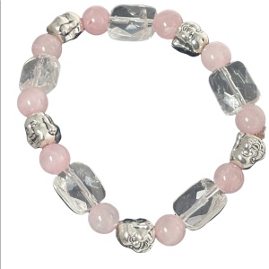 - Beautiful Rose quartz clear quartz stone stretchy bracelet buddah beads …