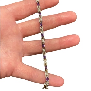 Vintage Sterling silver 925 Faceted Amethyst bracelet X