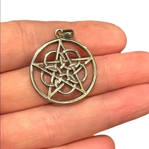 Peter Stone Sterling silver 925 Ringed star Pentacle Pentagram necklace pendant