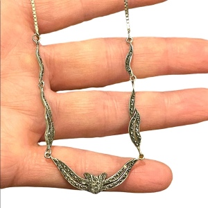 Vintage sterling silver 925 Marcasite Victorian style necklace