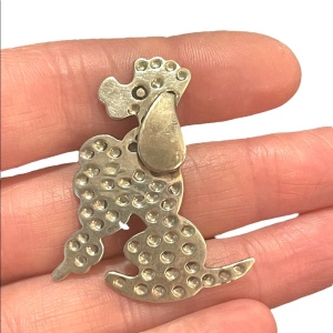 Vintage sterling silver 925 Textured poodle brooch Mexico