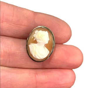 Antique sterling silver 925 Shell cameo lovely Diana