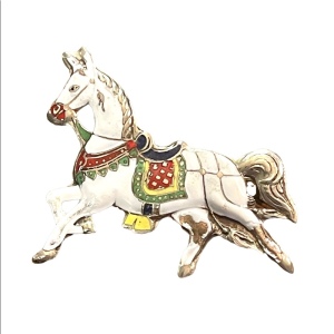 Vintage 1940s Enameled royal horse brooch sterling silver 925