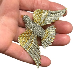 Vintage Large BUTLER FAC Rhinestone crystal encrusted Bird of paradise Brooch