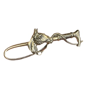 Antique 1920s sterling silver 925 HORSE HEAD and whip brooch