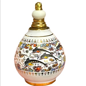 Ceramic Greek Vintage Pallini Empty perfume bottle nautical dolphins handpainted