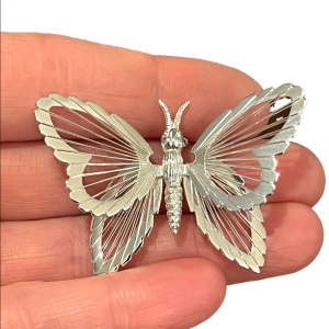 Vintage MONET Silver finish filagree wire work BUTTERFLY