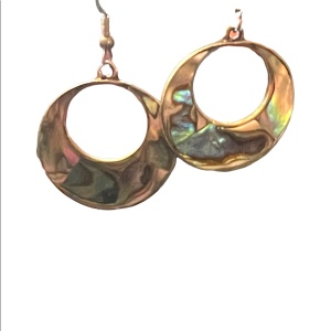 Vintage mexico abalone alpaca silver dangle earrings