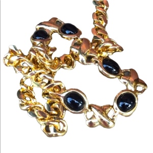 - Vintage New Napier Gold necklace Black enamel