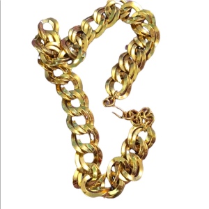 1980s chunky MONET choker necklace gold finish chain link