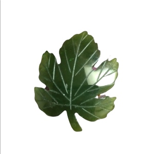 Vintage carved jade maple leaf brooch