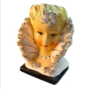 Vintage 1950s Lady Head Vase Beauty ceramic