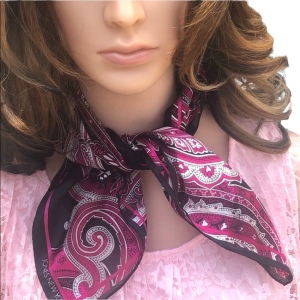 Jones New York Pink black paisely scarf silk