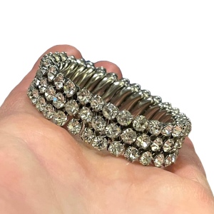 Vintage 1950s Silver finish 1950s Sparkle crystal watch band stretchy bracelet