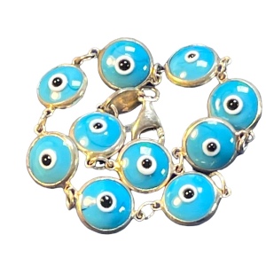 Sterling silver 925 Blue glass evil eye bracelet