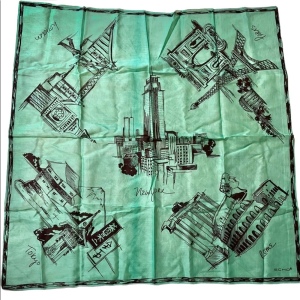 - Echo Country Tour Scarf Cotton London Paris Tokyo Rome Light wt green su…