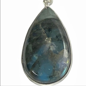 Vintage Large Labradorite Large tear drop pendant Sterling silver 925